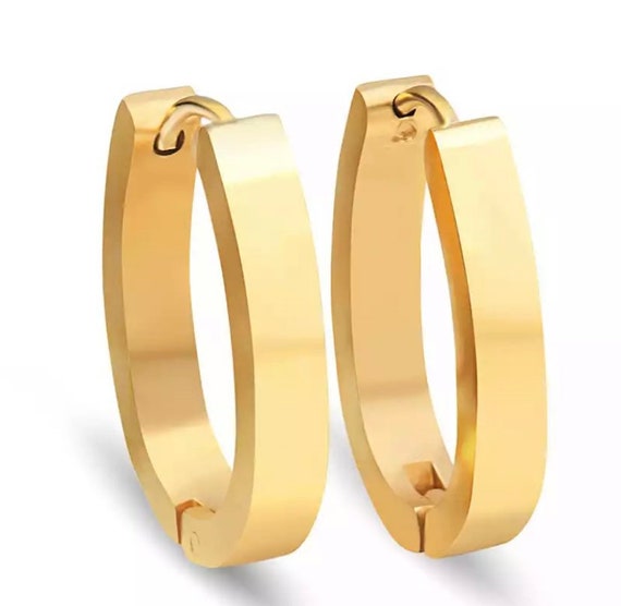 Bullion Gold Edgy Gold Titanium Hoop Earrings | Rivers Australia