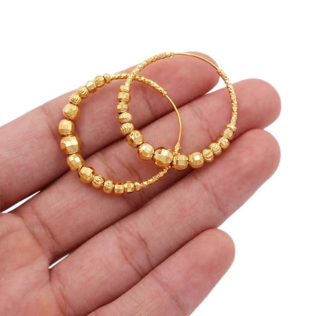 24k Gold Titanium Bali Hoop Earrings, Bali Nattiyan Earrings, Nattiya