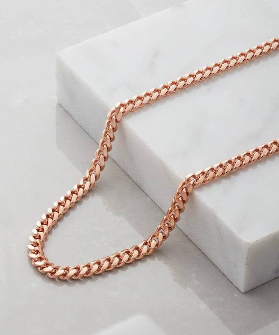 18K Rose Gold Titanium Chain, Rose Gold Chain, Chains, Waterproof, Gifts for Men, Mens Chain, Cuban Link Chain, Women Necklaces, Rose Gold
