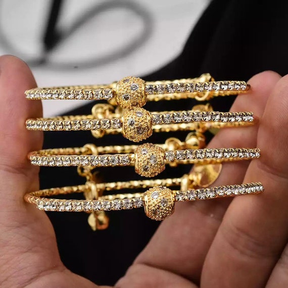 Ladies Diamond Bracelet 10K Yellow Gold Split-Style Bangle Bracelet for  Women 804081