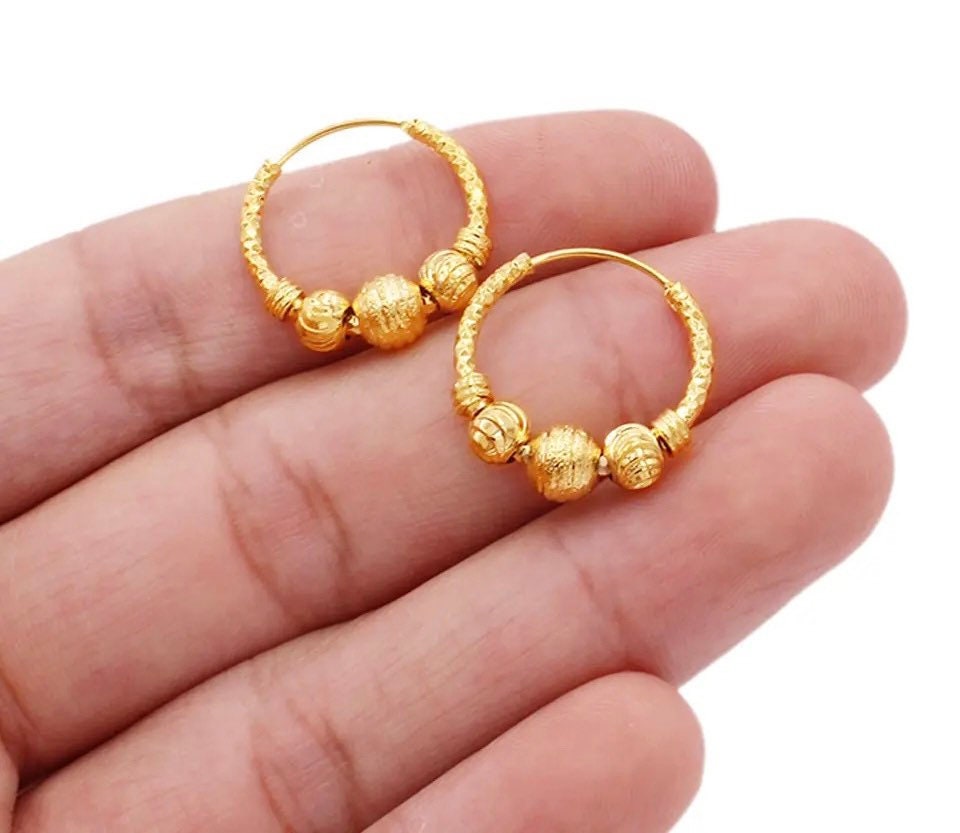 14KT Yellow Gold Chain Link Design Oval Hoop Earrings – LSJ