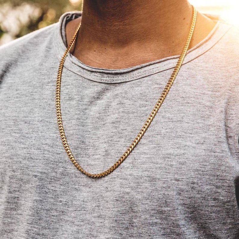18k Gold Titanium Chain 18k Gold Chains Waterproof Gold Etsy Canada