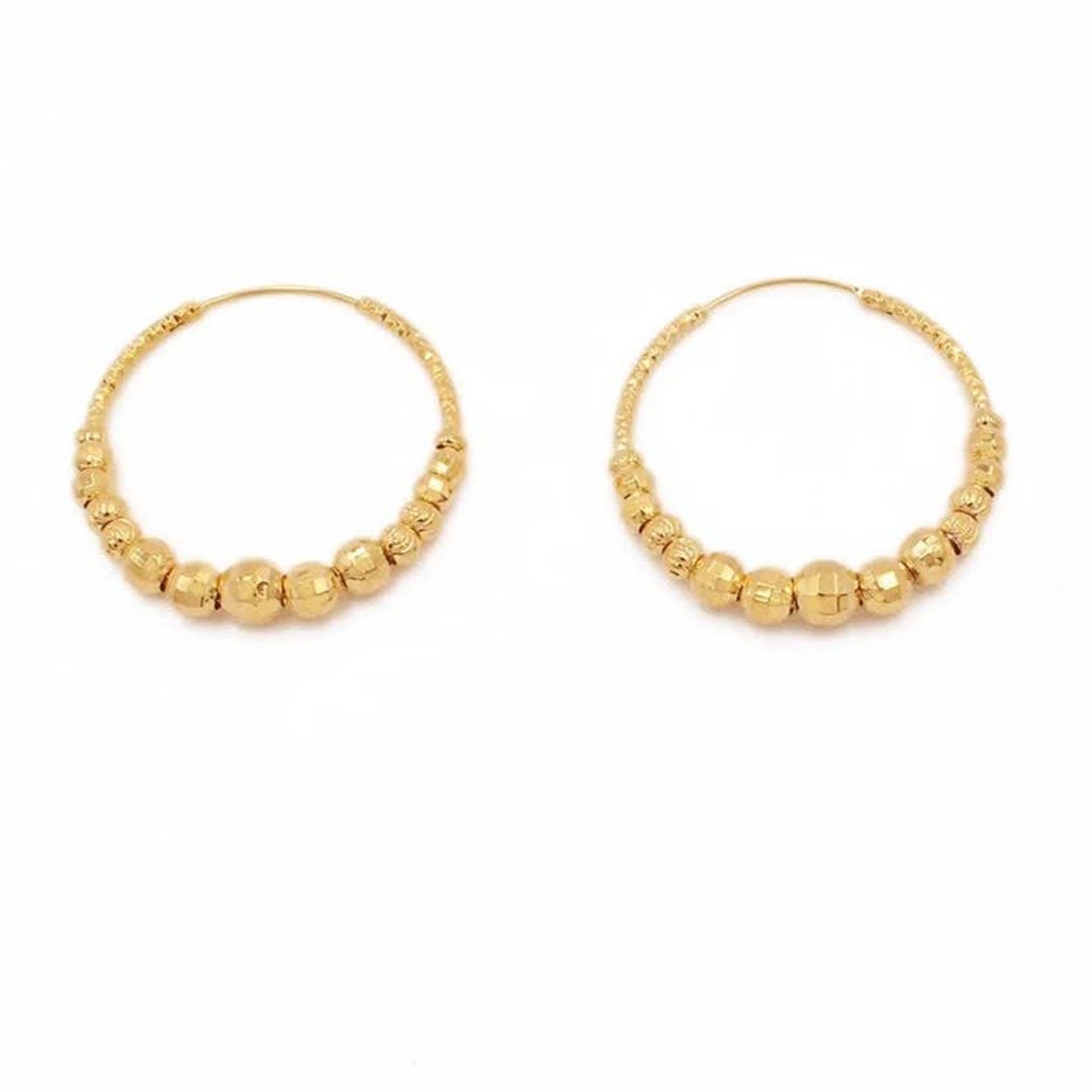 24k Gold Titanium Bali Hoop Earrings, Bali Nattiyan Earrings, Nattiya
