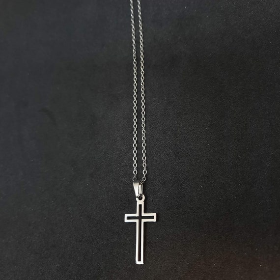 Diamond Accent Titanium Cross Pendant Necklace - Men