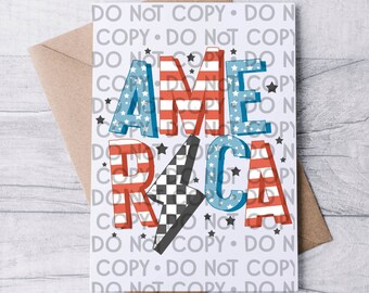 America Checkered Lightning Ready To Press Sublimation
