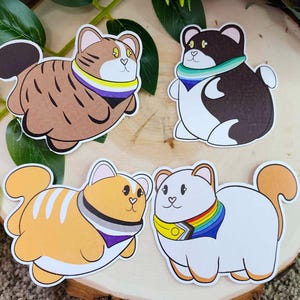 Pride Cat Stickers, Pride Stickers for Pride Month, Pride Gifts, LGBTQIA+, LGBTQ Stickers, Cat Stickers for Cat Lovers, Kawaii Cat Stickers