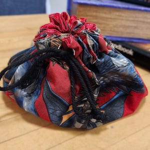Dragon Dice Bag with Pockets, D&D dice bag, Pocketed Dice Bag for Dungeons and Dragons, Drawstring Bag, Gift For Dungeons and Dragons Player