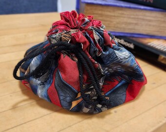 Dragon Dice Bag with Pockets, D&D dice bag, Pocketed Dice Bag for Dungeons and Dragons, Drawstring Bag, Gift For Dungeons and Dragons Player