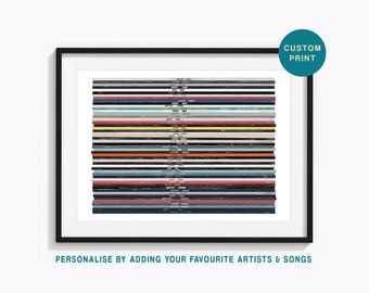 Personalised 50 Vinyl Record Collection Poster | Custom Album Print | Retro Music Poster | 50th Birthday Gift | Wedding Song List