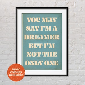 Imagine | John Lennon Song Lyrics Poster | Rock n Roll Music Poster | Indie Room Decor | Gift for music lover