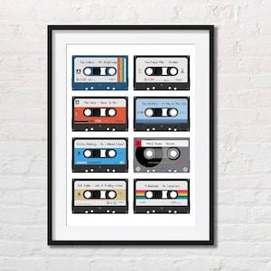 Pôster de cassete personalizado | Impressão de mixtape de cassete personalizada | Presente de pôster musical | Arte musical retrô | Presente de aniversário musical | Arte de parede personalizada