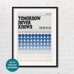 Tomorrow Never Knows | The Beatles Song Lyrics Poster | Rock n Roll Music Poster | Indie Room Decor | Gift for music lover