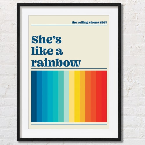 Rolling Stones Song Lyrics Poster She's A Rainbow Etsy