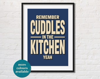 Recuerda los abrazos en la cocina / Impresión de letras de canciones / Decoración de habitación indie / Póster musical / Regalo para amantes de la música