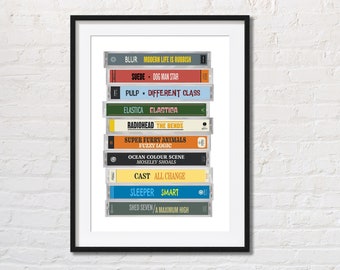 Personalised Cassette Poster | Custom Cassette Stack Print | Music Poster Gift | Retro Music Art | Music Birthday Gift | Custom Wall Art