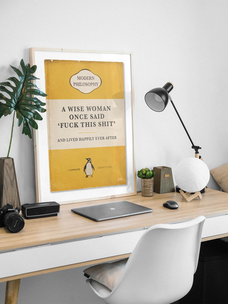 A Wise Woman Once Said 'Fuck This Shit' | Penguin Book Cover Poster | Vintage Book Print | Classic Book Print | Book Lover Gift Yellow