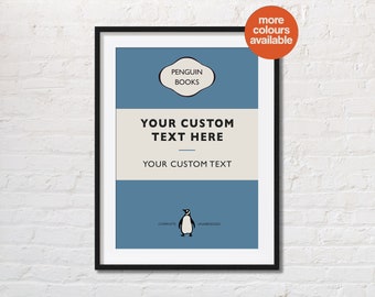 Aangepaste poster boekomslag pinguïn | Gepersonaliseerde vintage boekafdruk | Klassieke boekposter | Retro-afdrukken | Verjaardagscadeau boeken