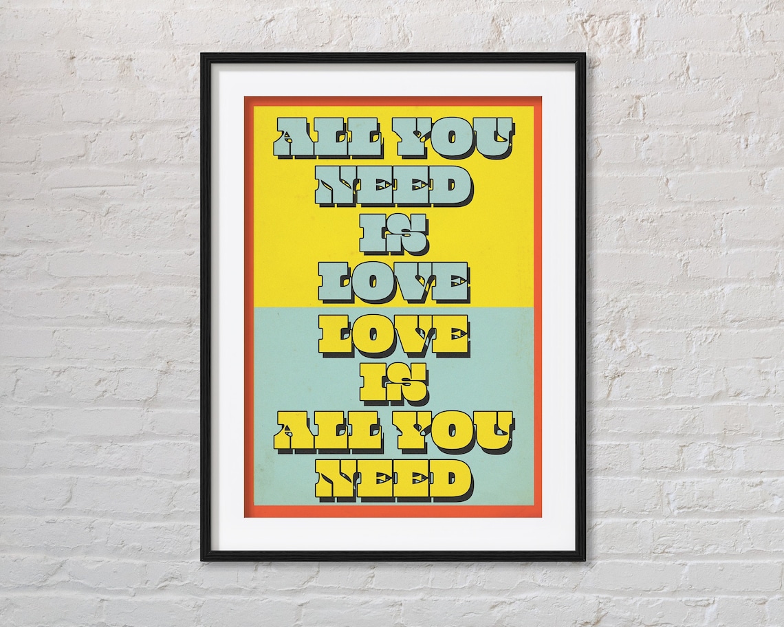 All You Need Is Love Lyrics Quote Print The Beatles John Etsy