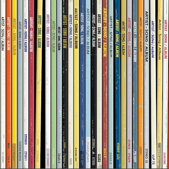 Personalised 50 Vinyl Record Spine Poster Custom Album Print ...