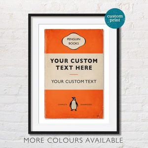 Póster de portada de libro de pingüino personalizado / Impresión de libro vintage personalizada / Póster de libro clásico / Impresiones retro / Regalo de cumpleaños de libro