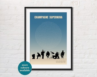 Champagne Supernova | Oasis Song Lyrics Poster | Noel Gallagher | Liam Gallagher | Britpop Music Poster | Indie Room Decor