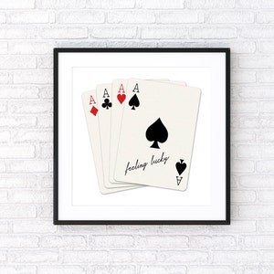 Feeling Lucky Poster | Playing Card Print | Music Poster | Retro Music Poster | Lucky You Poster | Aesthetic Poster | Trendy Wall Art