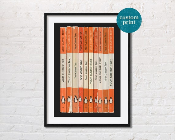 Custom Penguin Orange Book Spine Poster | Personalised Vintage