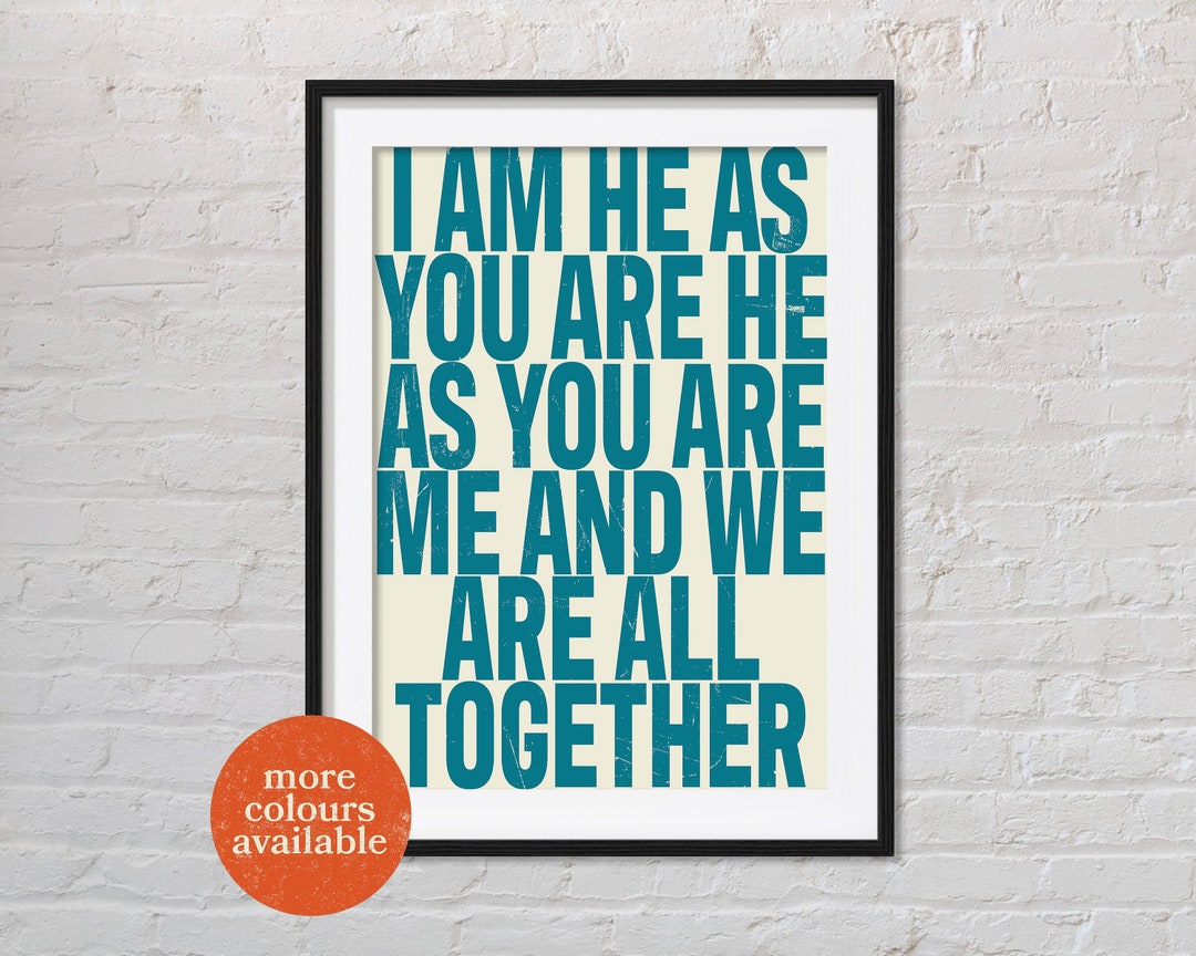 I Am the Walrus Lyrics Quote Print the Beatles John Lennon Pop Art