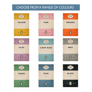 May include: A set of nine Penguin Books covers in different colors, including yellow, pink, orange, lilac, light blue, grey, green, blue, and black. Each cover features the Penguin Books logo and a penguin illustration.