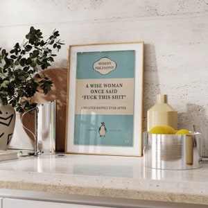 A Wise Woman Once Said 'Fuck This Shit' | Penguin Book Cover Poster | Vintage Book Print | Classic Book Print | Book Lover Gift Light Blue