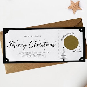 à gratter surprise de Noël | Carte à gratter personnalisée Joyeux Noël | Révéler un cadeau surprise | Billet à gratter pour révéler