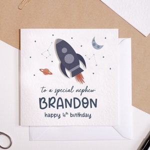 Carte d'anniversaire personnalisée fusée spatiale, carte de voeux d'anniversaire pour enfants - carte de voeux homme fusée - carte sur le thème de l'espace