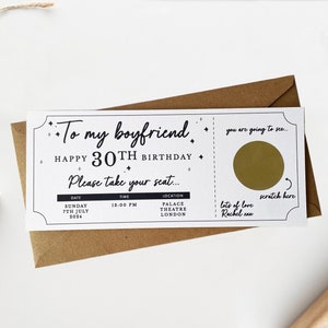 à gratter d'anniversaire de spectacle de théâtre | carte à gratter personnalisée | Cadeau d'anniversaire | à gratter d'anniversaire | Billet à gratter pour révéler