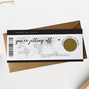 à gratter pour la carte d'embarquement | à gratter pour les fêtes de fin d'année | carte à gratter personnalisée | Révéler un cadeau surprise | Billet à gratter pour révéler