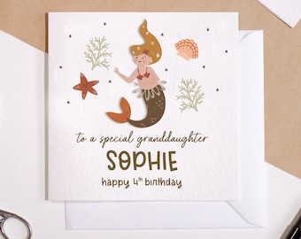 Personalised Mermaid Birthday Card - Children's Birthday Greeting Card - Under the Sea Greeting Card
