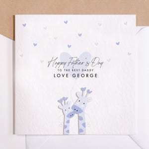 personnalisée pour la fête des pères | Fête des pères girafe bleue | papa fête des pères | papa pour la fête des pères | Carte de fête des pères grand-père