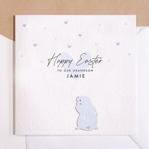 Personnalisée Joyeuses Pâques | Lapin bleu de Pâques | de voeux de Pâques | de voeux de Pâques pour enfants | Joyeuses Pâques lapin mignon