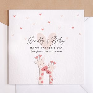 personnalisée pour papa pour la fête des pères | L'amour de votre petite fille | Fête des pères girafe rose | Carte papa fête des pères