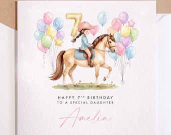 Any Age Personalised Horse Riding Birthday Card | Daughter Granddaughter Greeting Card | Equestrian Themed