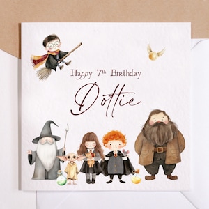 Carte d'anniversaire personnalisée Harry Potter | de voeux de magicien | Carte d'anniversaire fille | Carte d'anniversaire fils