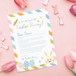 Lettre personnalisée avec un lapin de Pâques envoyée à votre enfant | Du bureau du lapin de Pâques | Format lettre A5