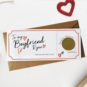 Carte à gratter Saint-Valentin | Carte de Saint-Valentin | carte à gratter personnalisée | Révéler un cadeau surprise | Billet à gratter pour révéler