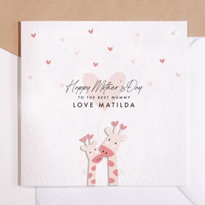 personnalisée Fête des Mères | Fête des mères girafe rose | pour la fête des mères de maman | pour la fête des mères de maman | Carte Fête des Mères