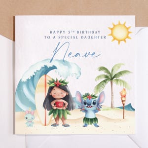 d'anniversaire personnalisée Lilo & Stitch | de voeux de Noël | Carte d'anniversaire fille | carte d'anniversaire de petite-fille | Lilo et Stitch