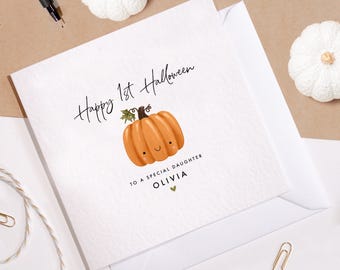 My First Halloween | Cute Pumpkin Kawaii Card | Personalised Greeting Card | Halloween Greeting Card | Happy Halloween