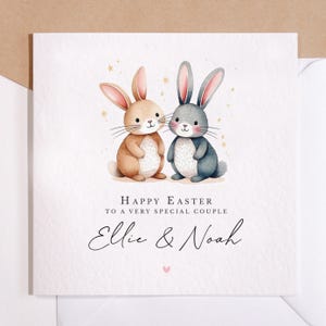 Carte personnalisée Joyeuses Pâques à un couple spécial | de voeux de Pâques en famille | Carte de Pâques spéciale couple | Carte de Pâques