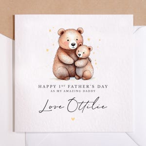 1ère carte personnalisée pour la fête des pères | Première 1ère fête des pères | Bébé ours et papa ours| 1ère fête des pères en tant que papa
