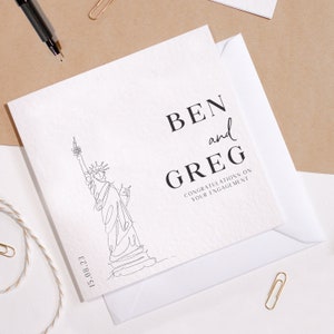 Carte de fiançailles personnalisée - Carte de fiançailles de New York - Félicitations pour votre carte de fiançailles - Carte nouvellement engagée