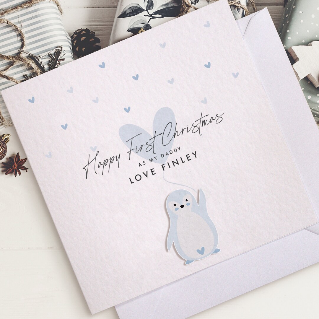 Personalised First Christmas Card | Cute Baby Penguin Christmas Card ...