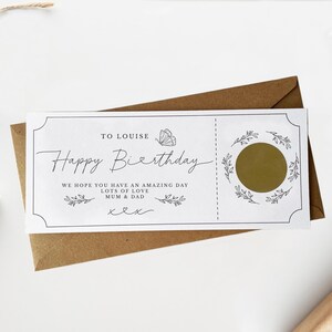 Carte à gratter joyeux anniversaire | carte à gratter personnalisée | Cadeau d'anniversaire | à gratter d'anniversaire | Billet à gratter pour révéler